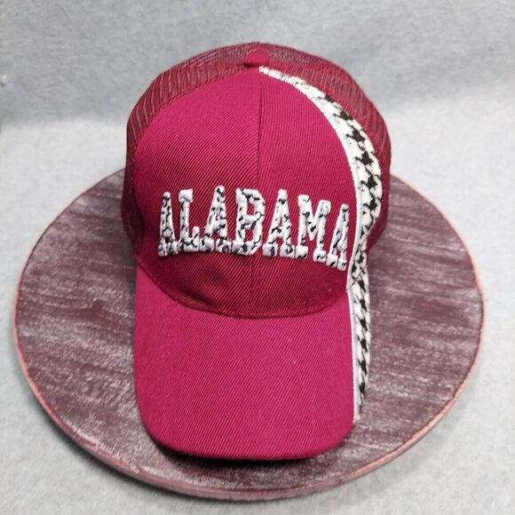 Alabama Embroidered Trucker Hat Red Mesh Snapback Cap Roll Tide  Houndtooth - Picture 1 of 11